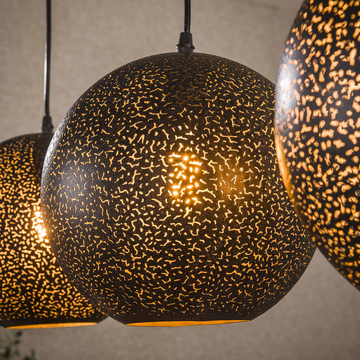 Hanging lamp Zeno 4-lights Ø25 Metal Black