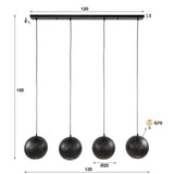 Hanging lamp Zeno 4-lights Ø25 Metal Black