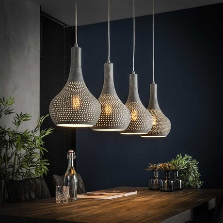 Hanglamp Aya 4 Grey DH Interior Grijs LxBxH 123x45x28 Grijs Sfeerfoto schuin vooraanzicht