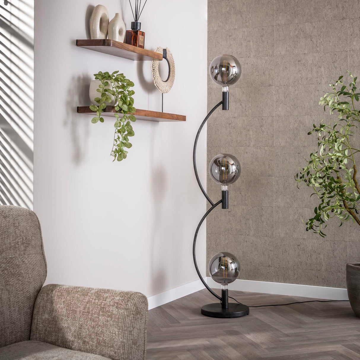 Floor lamp Niro 3-light black 