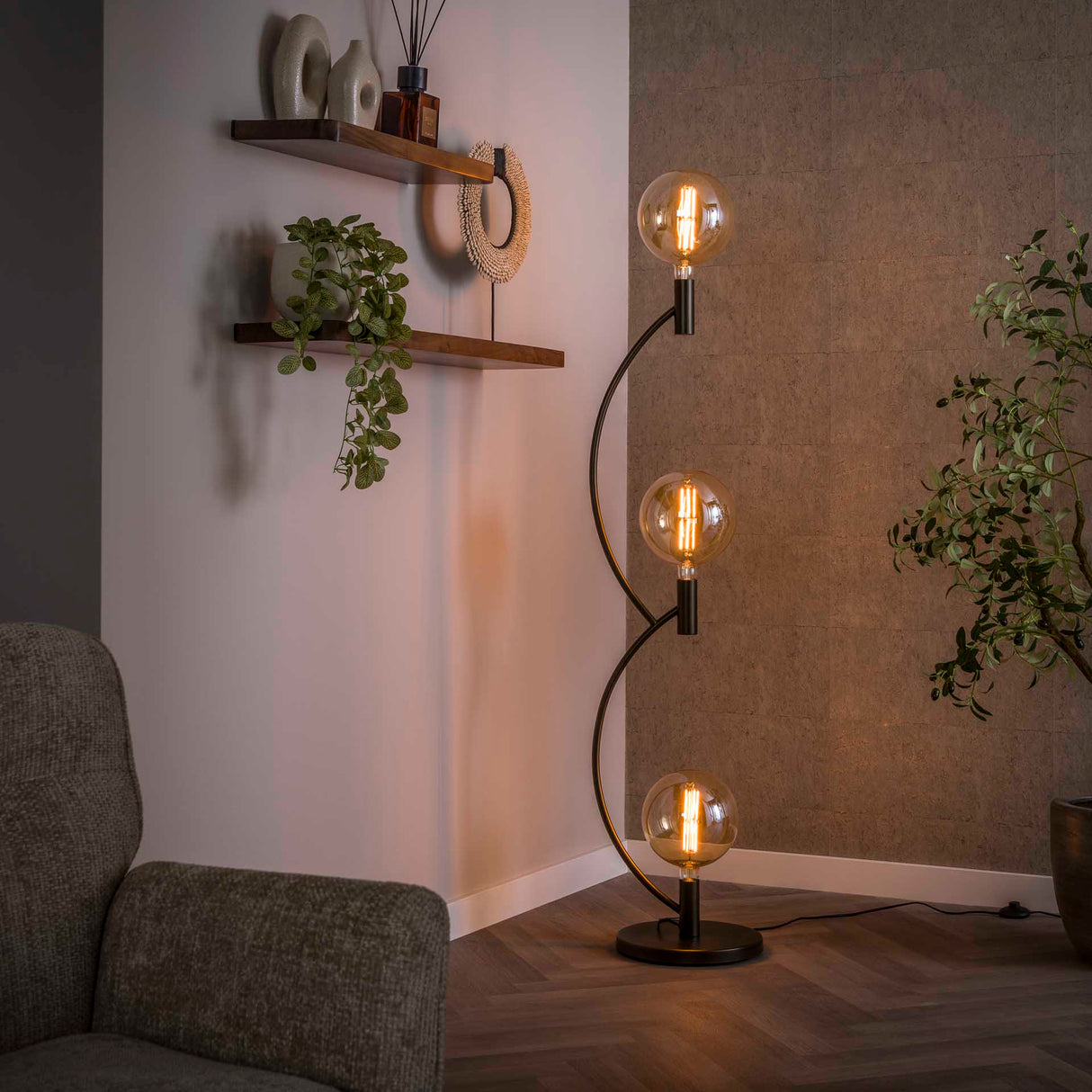 Orion Floor Lamp 3-Light Sienna Brown 