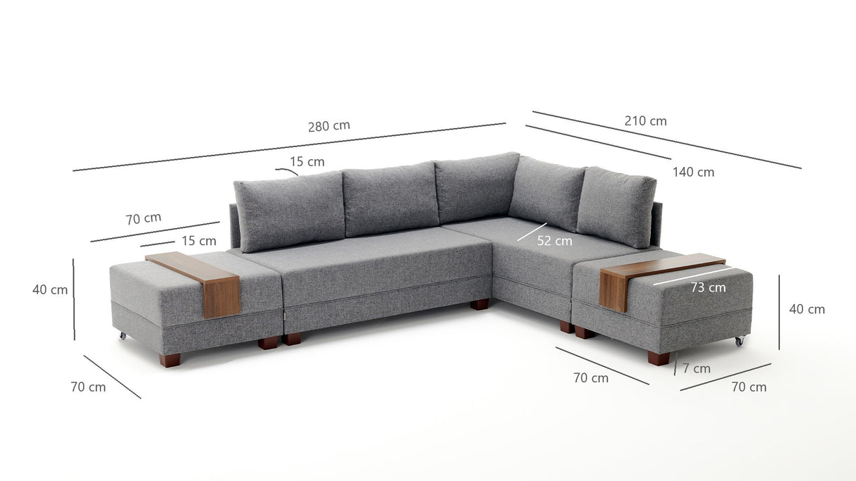 Banken - Slaapbank rood stof - XXL 280 x 210 - Rechts - Fly - Dimehouse