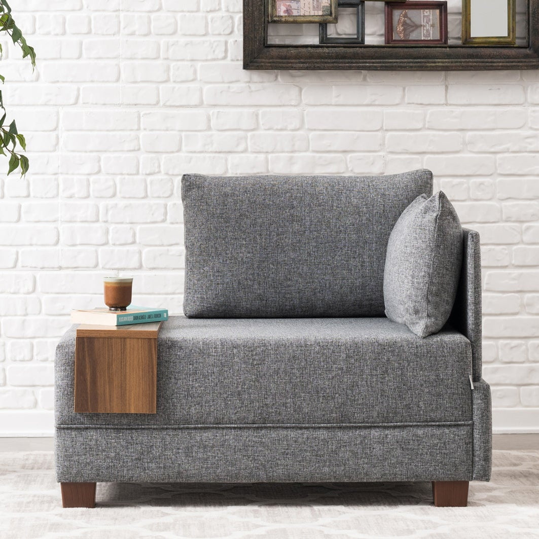 Armchair right fly grey