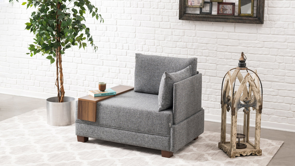 Armchair right fly grey