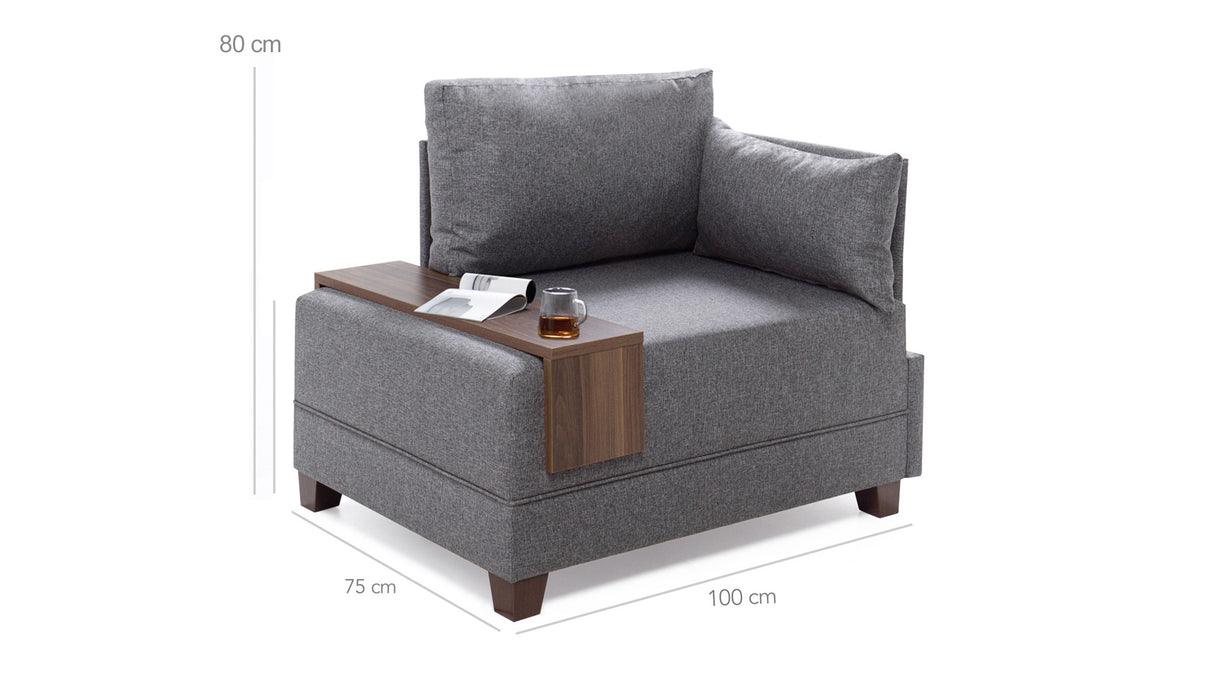 Armchair right fly grey