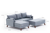 Corner sofa with sleeping function Left Bella Blue (including ottoman) 