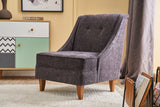 Armchair anthracite chenille fabric rural classic Ella