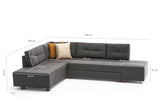 Banken - Slaapbank antraciet stof - XL 280x206 cm - met wielen - Links - Manama - Dimehouse