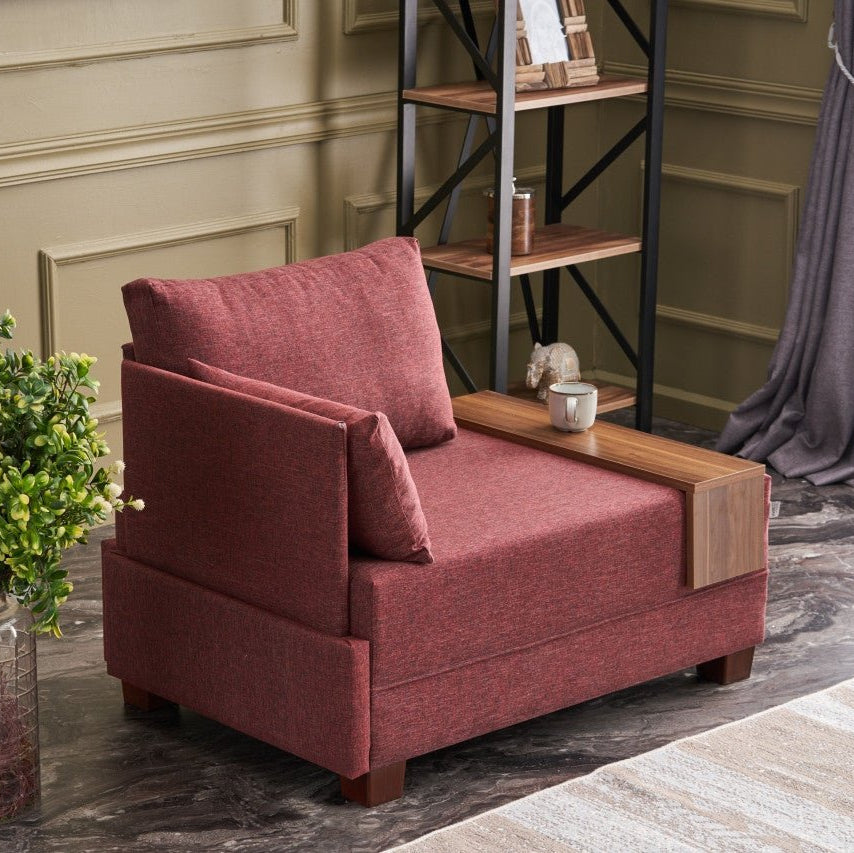 Armchair left fly claret red