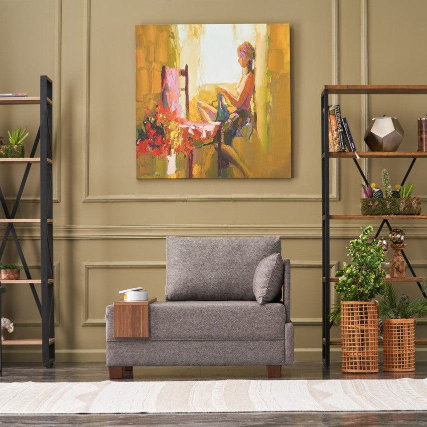 Armchair on the right fly brown