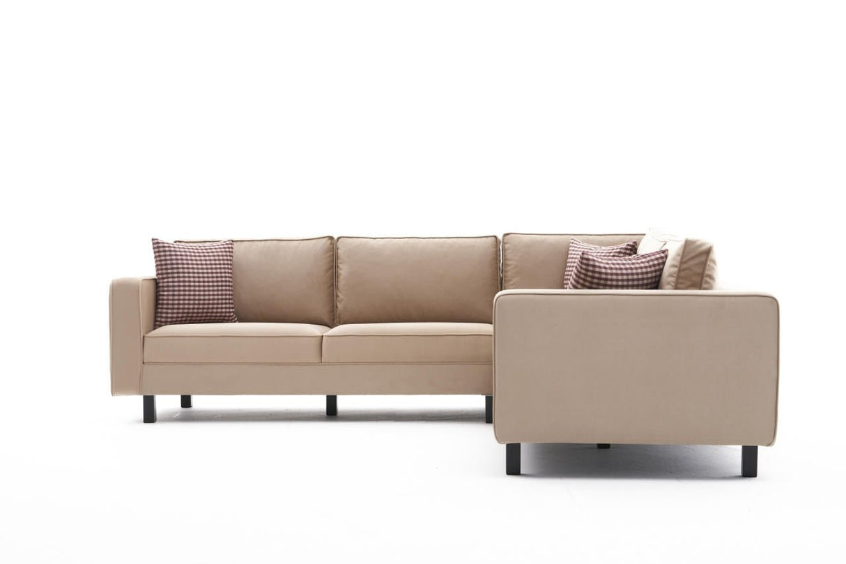 Corner sofa Kale Velvet Cream - five person 