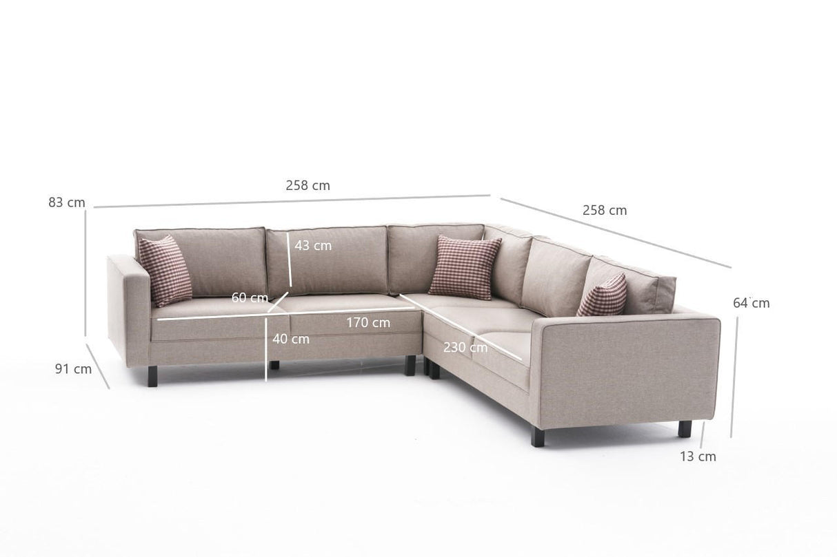 Corner sofa Kale Fabric Cream - five person 