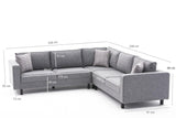 Corner sofa Kale Fabric Grey - five seater 