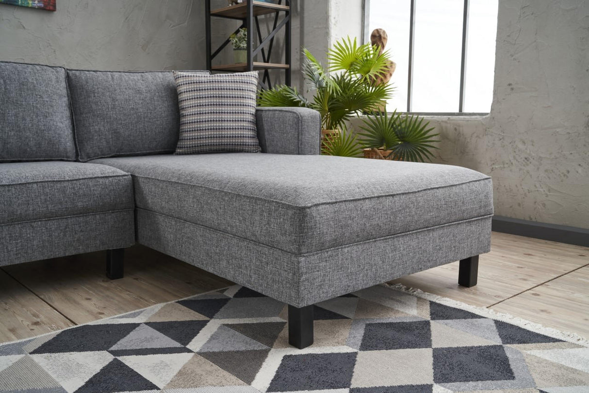 Corner Sofa Right Bald Fabric Gray 