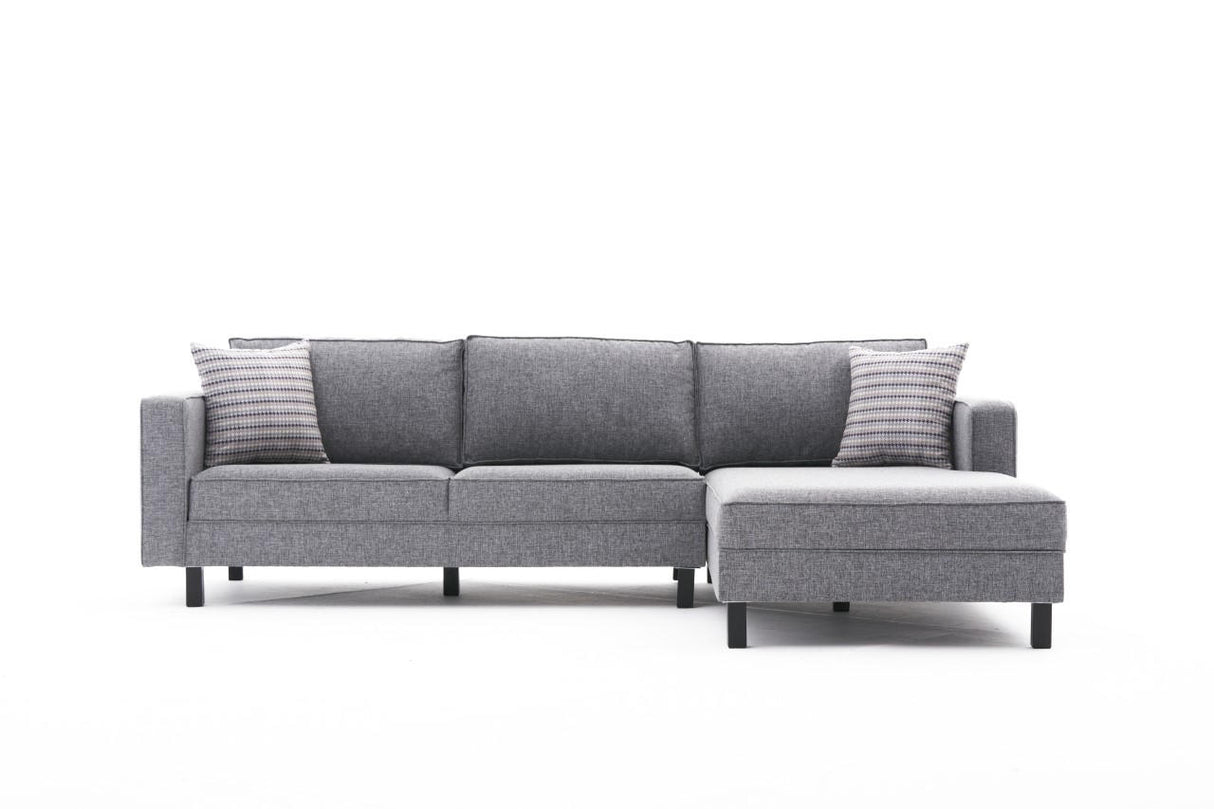 Corner Sofa Right Bald Fabric Gray 