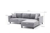 Corner Sofa Right Bald Fabric Gray 