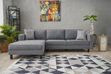 Corner Sofa Left Bald Fabric Gray 
