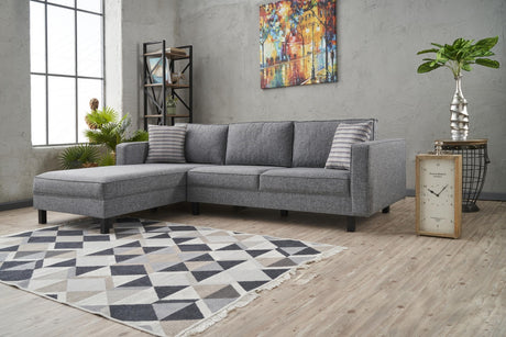 Corner Sofa Left Bald Fabric Gray 