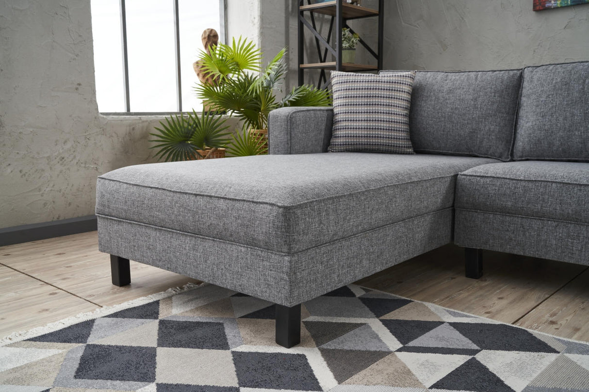 Corner Sofa Left Bald Fabric Gray 