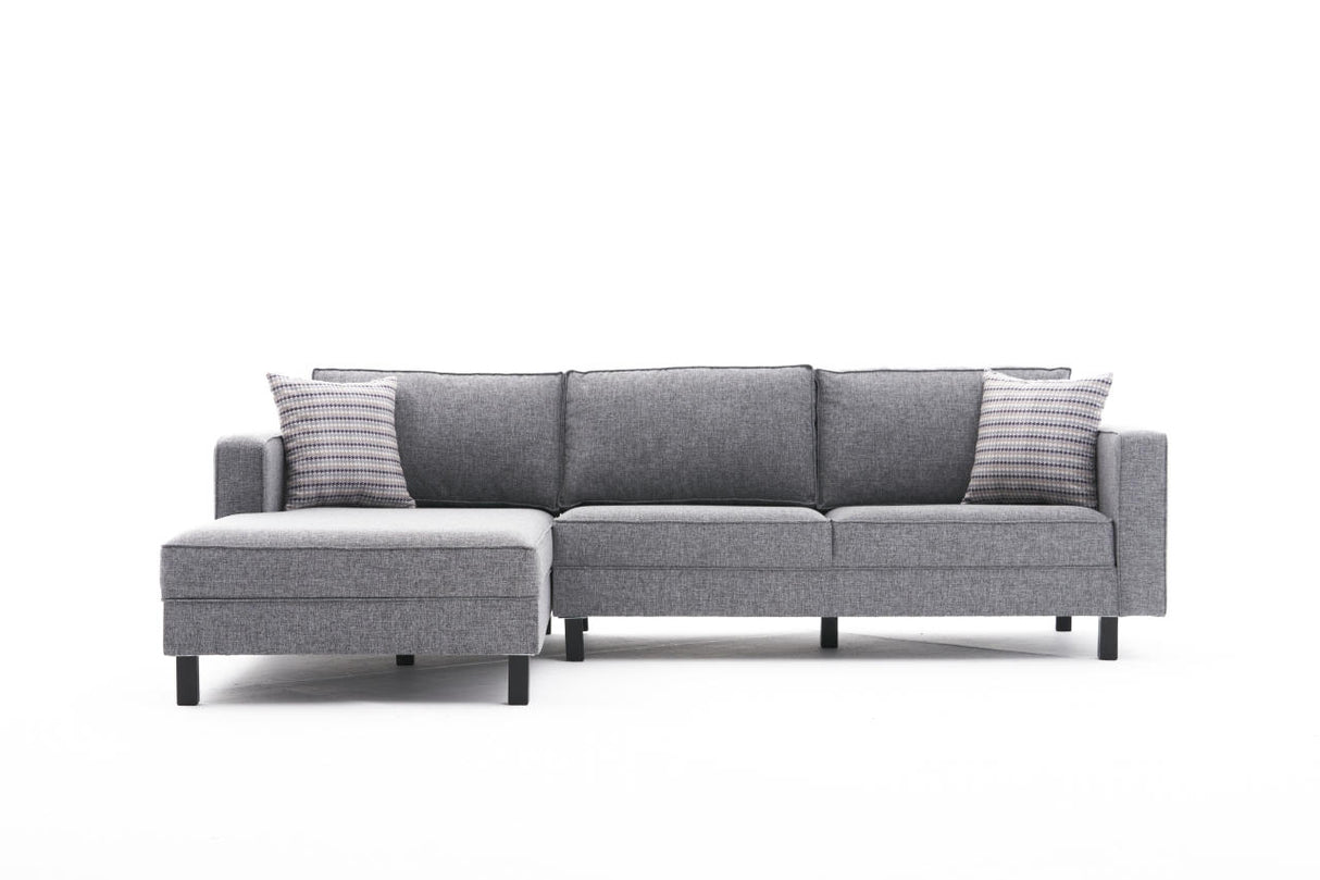 Corner Sofa Left Bald Fabric Gray 