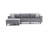 Corner Sofa Left Bald Fabric Gray 