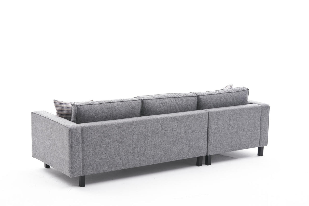 Corner Sofa Left Bald Fabric Gray 
