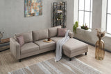 Corner Sofa Right Bald Fabric Cream 