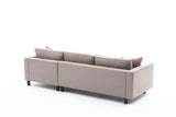 Corner Sofa Right Bald Fabric Cream 