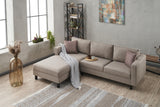 Corner Sofa Left Bald Fabric Cream 