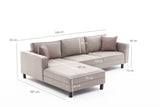 Corner Sofa Left Bald Fabric Cream 