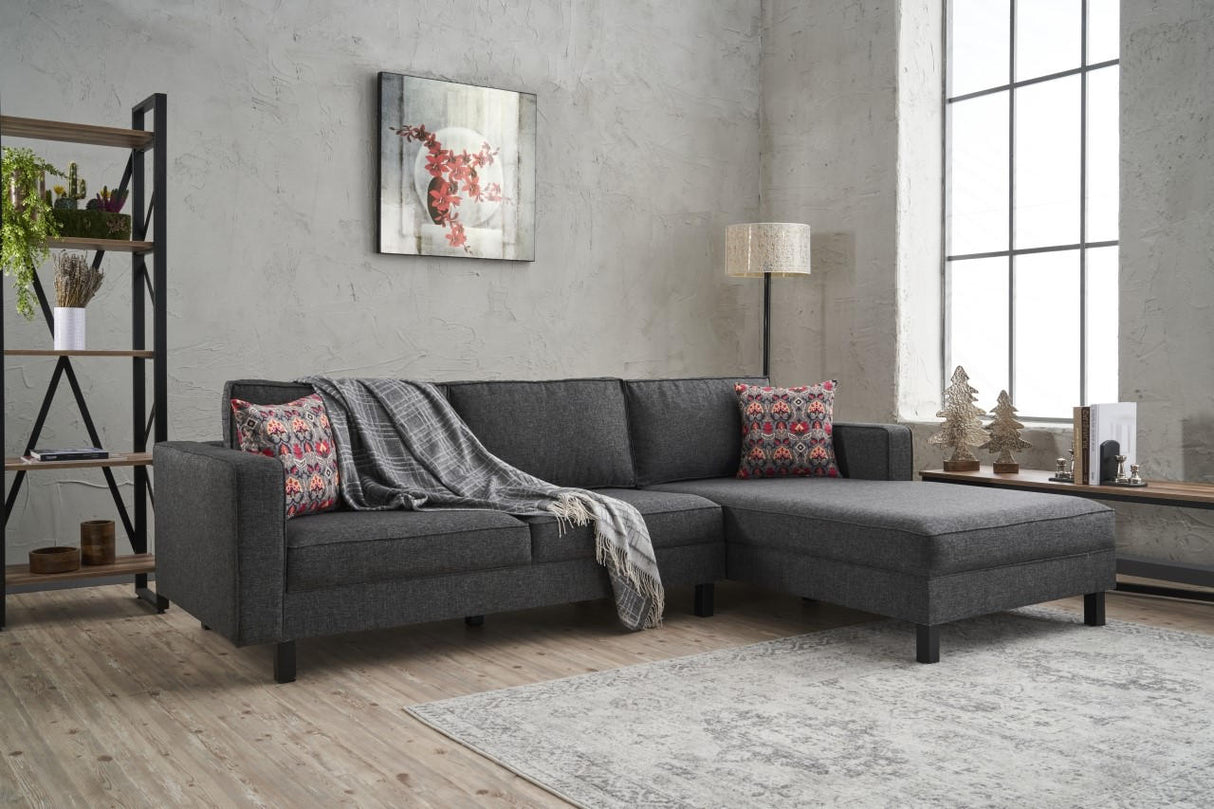 Corner Sofa Right Bald Fabric Anthracite 