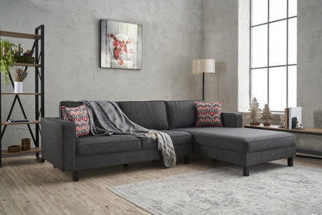Corner Sofa Right Bald Fabric Anthracite 