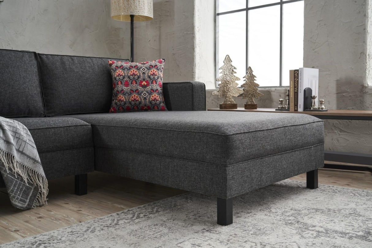 Corner Sofa Right Bald Fabric Anthracite 