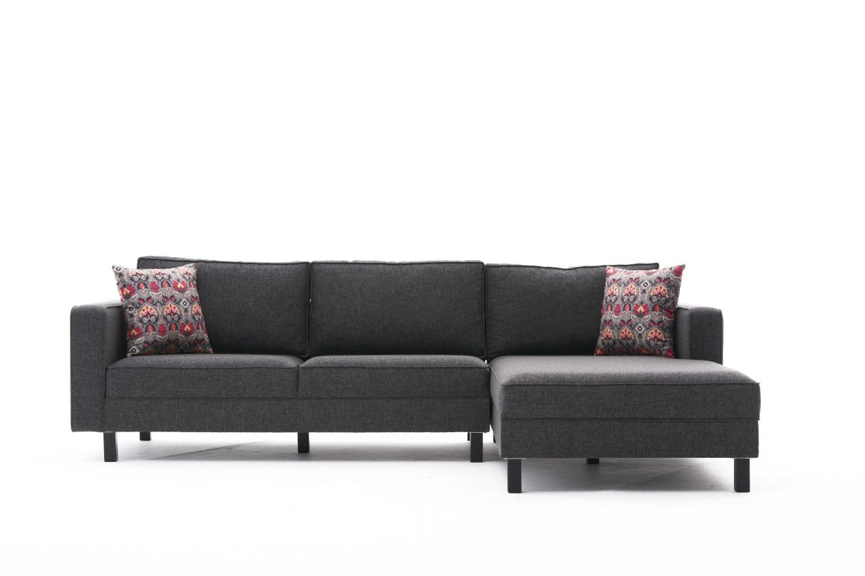 Corner Sofa Right Bald Fabric Anthracite 