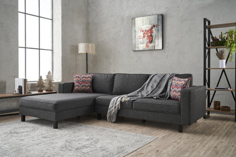 Corner Sofa Left Bald Fabric Anthracite 