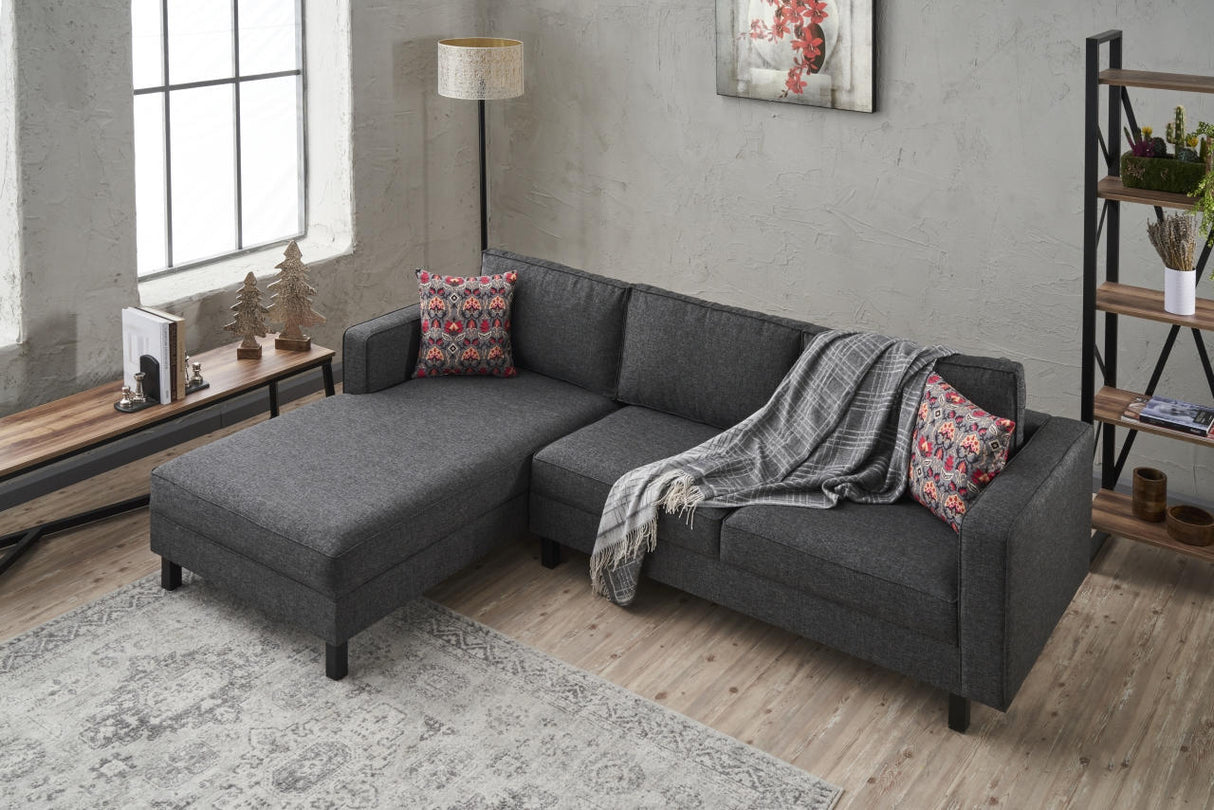 Corner Sofa Left Bald Fabric Anthracite 