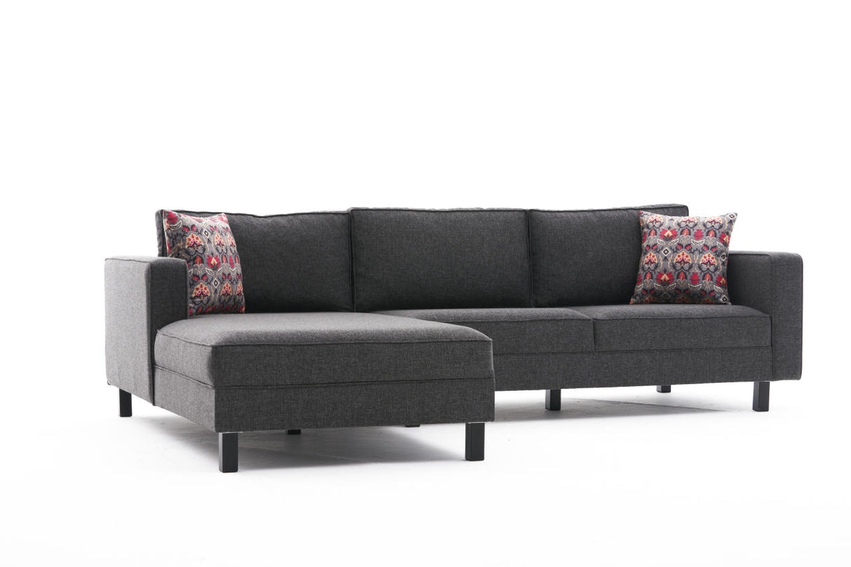 Corner Sofa Left Bald Fabric Anthracite 