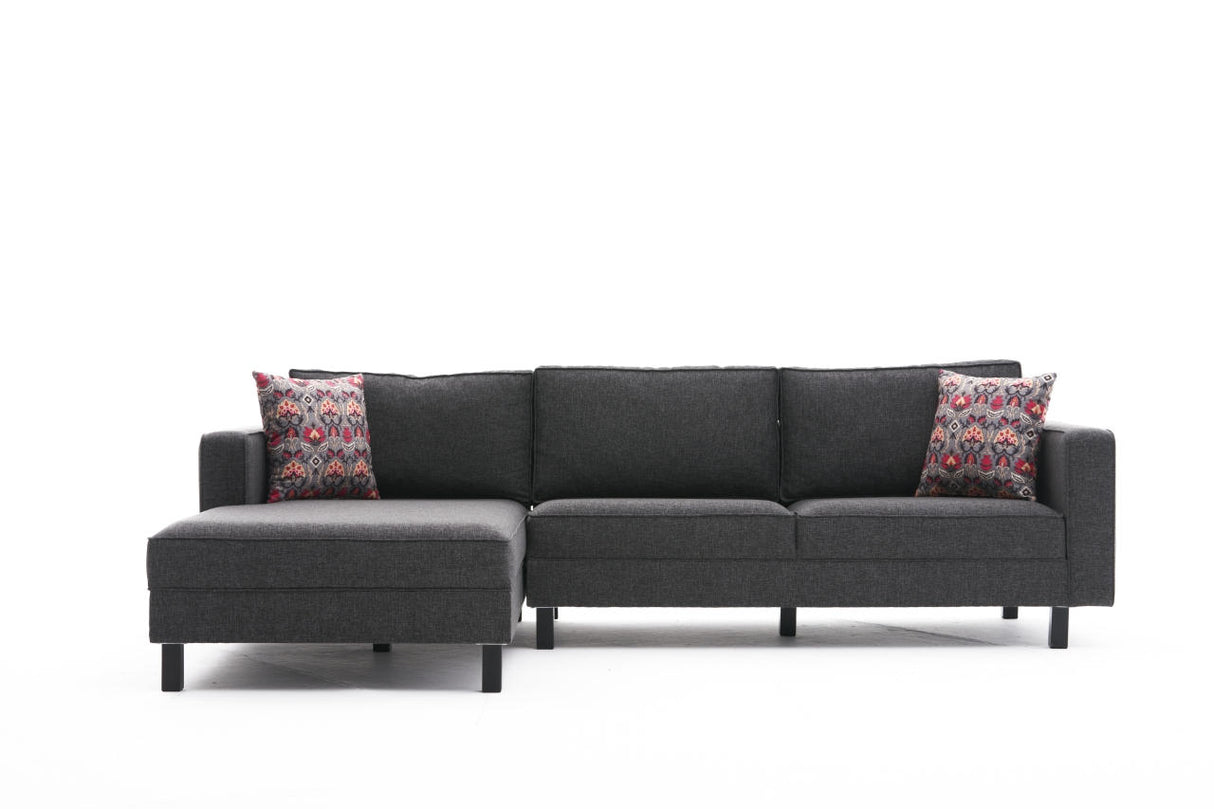 Corner Sofa Left Bald Fabric Anthracite 