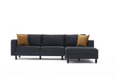 Corner Sofa Right Bald Velvet Anthracite 