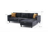 Corner Sofa Right Bald Velvet Anthracite 