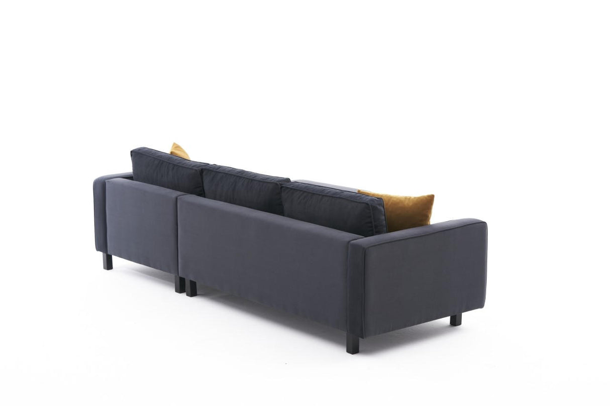 Corner Sofa Right Bald Velvet Anthracite 
