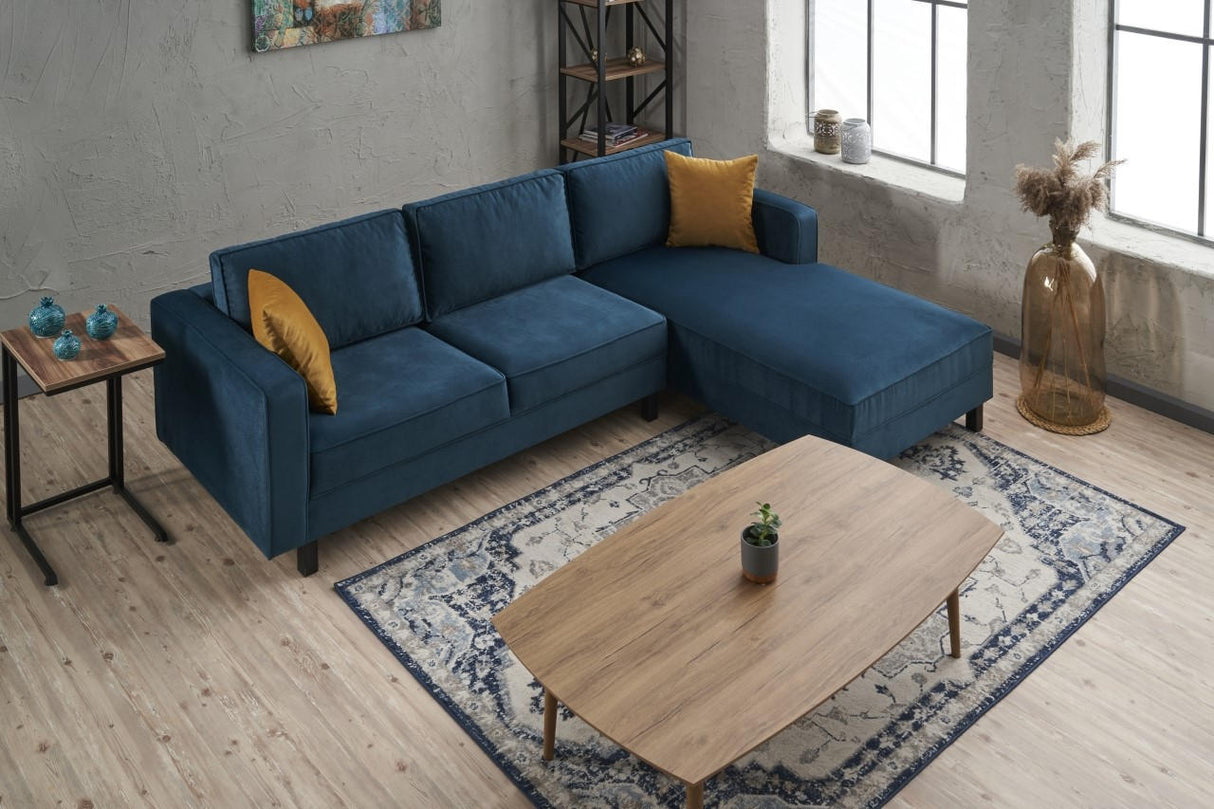 Corner sofa Right Bare Velvet Navy blue 