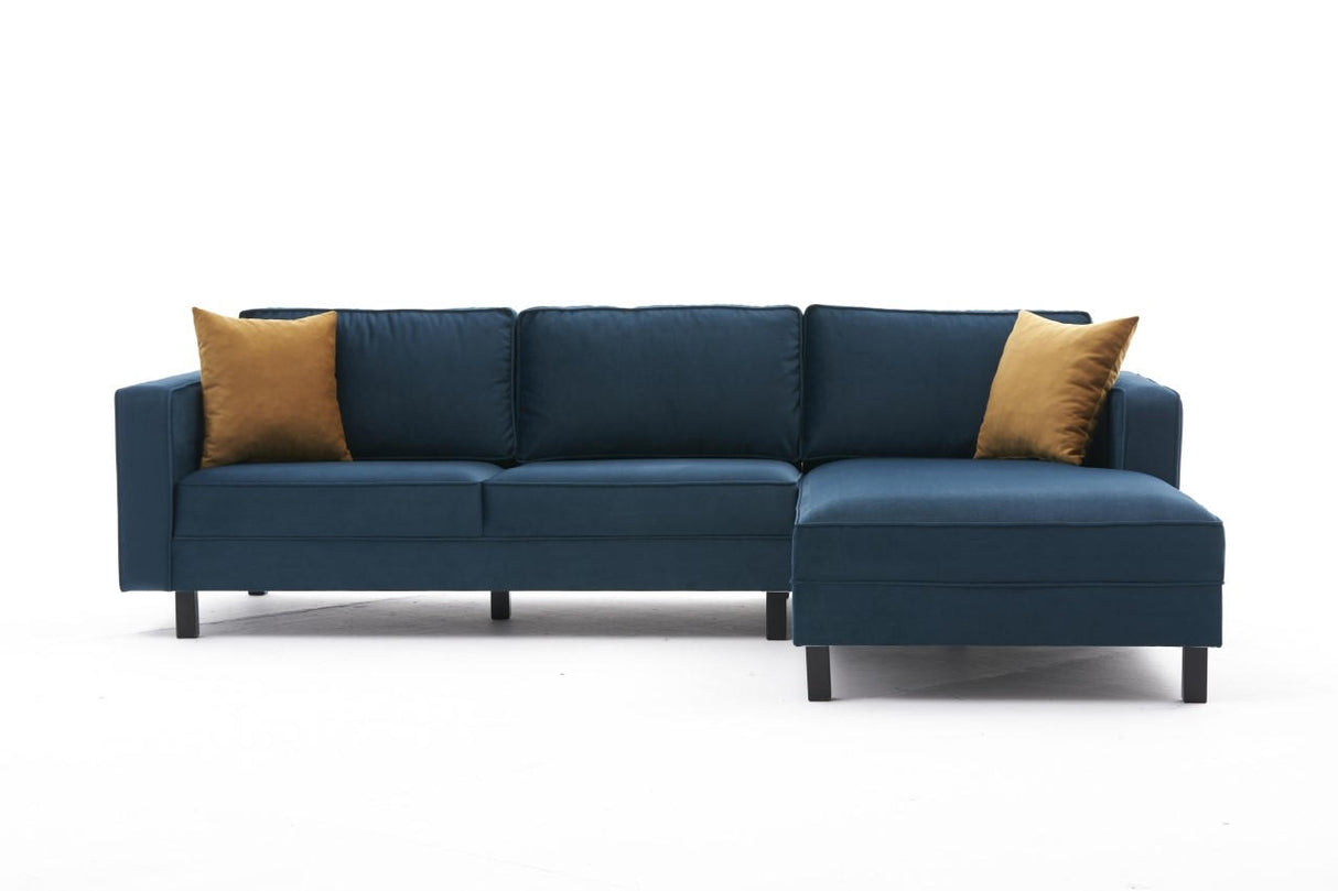 Corner sofa Right Bare Velvet Navy blue 