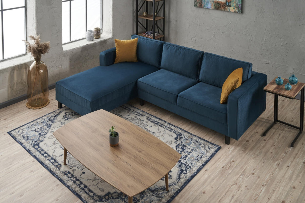Corner sofa Left Bare Velvet Marine blue 