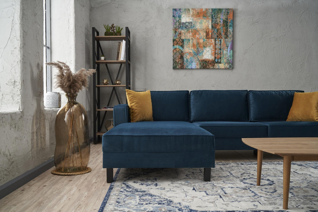 Corner sofa Left Bare Velvet Marine blue 