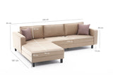 Corner Sofa Left Bald Velvet Cream 