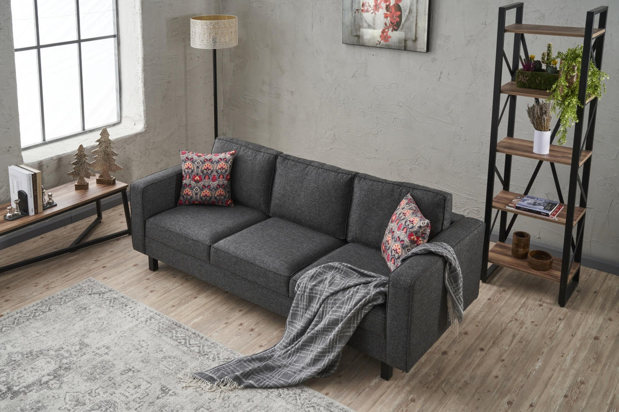 3-seater Sofa Kale linen fabric anthracite - comfortable cushions 