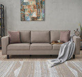 3-seater Sofa Kale linen fabric taupe - comfortable cushions 