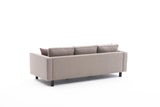 3-seater Sofa Kale linen fabric taupe - comfortable cushions 