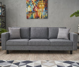 3-seater Sofa Kale linen fabric grey - comfortable cushions 